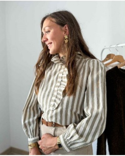 Chemise rayée kaki
