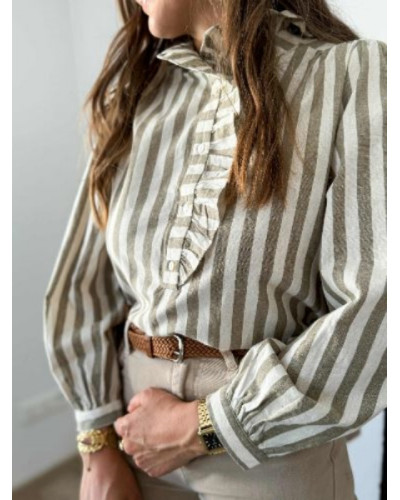Chemise rayée kaki