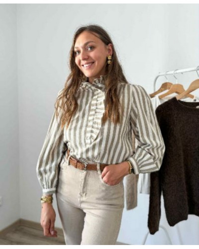 Chemise rayée kaki