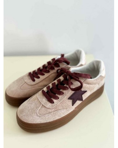 Basket beige etoile bordeau