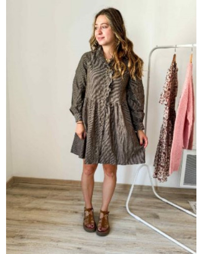 Robe fluide rayures marron
