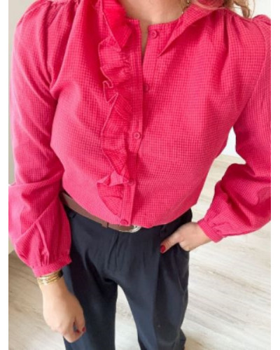 chemisier fushia carreaux