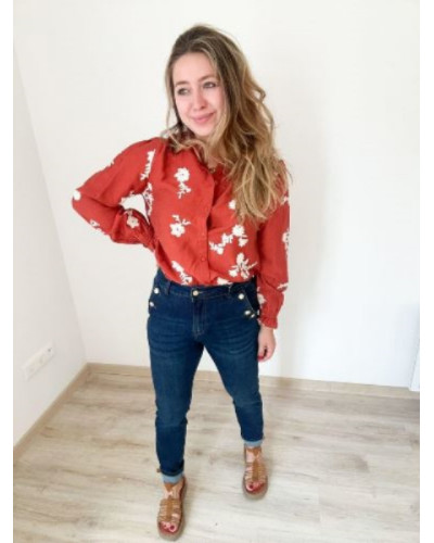 Jean mom à boutons