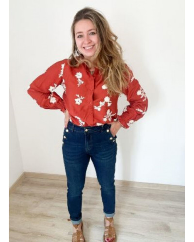 Jean mom à boutons