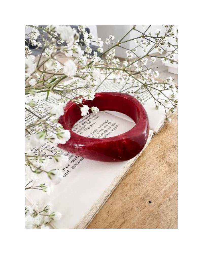 Bracelet resine large bordeau
