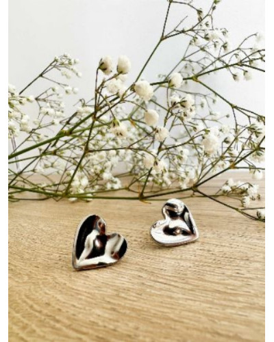 Boucles d'oreilles coeurs argentes