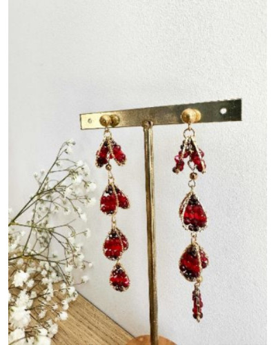 Boucles d'oreilles perles bordeau