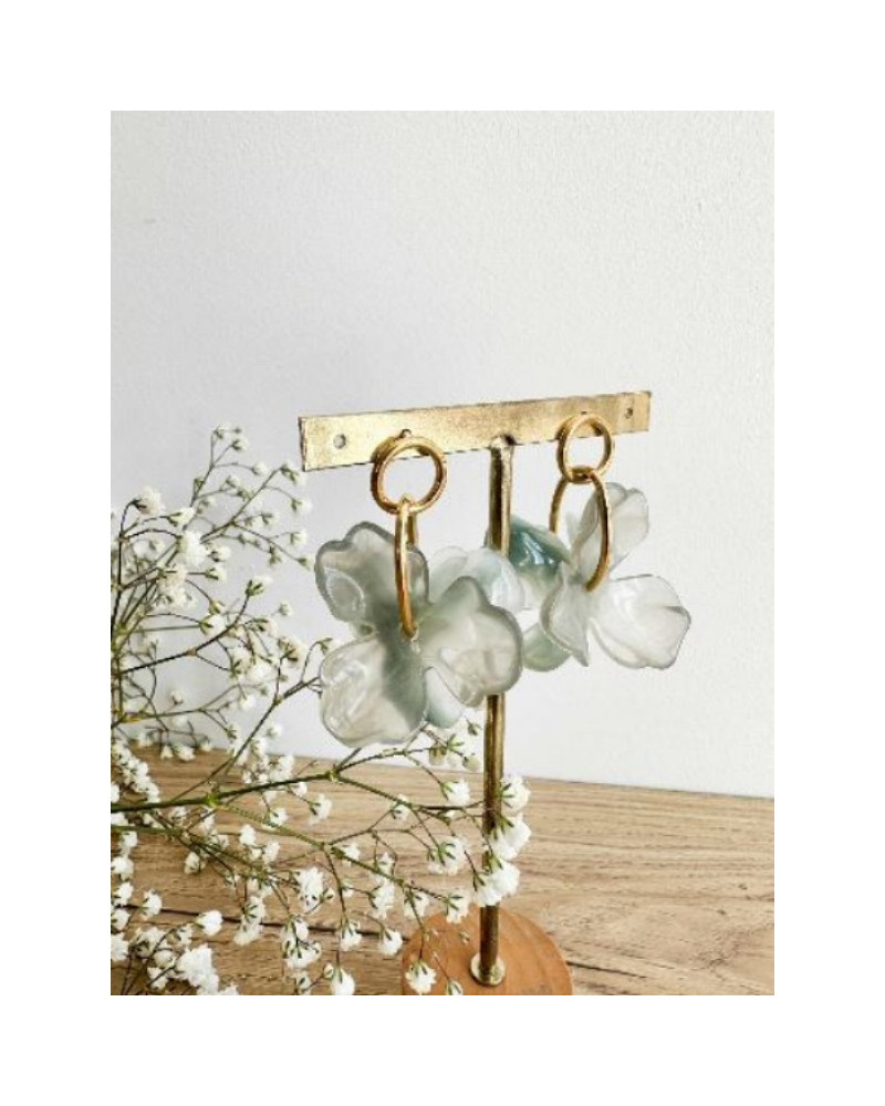 Boucles d'oreilles fleurs eucalyptus