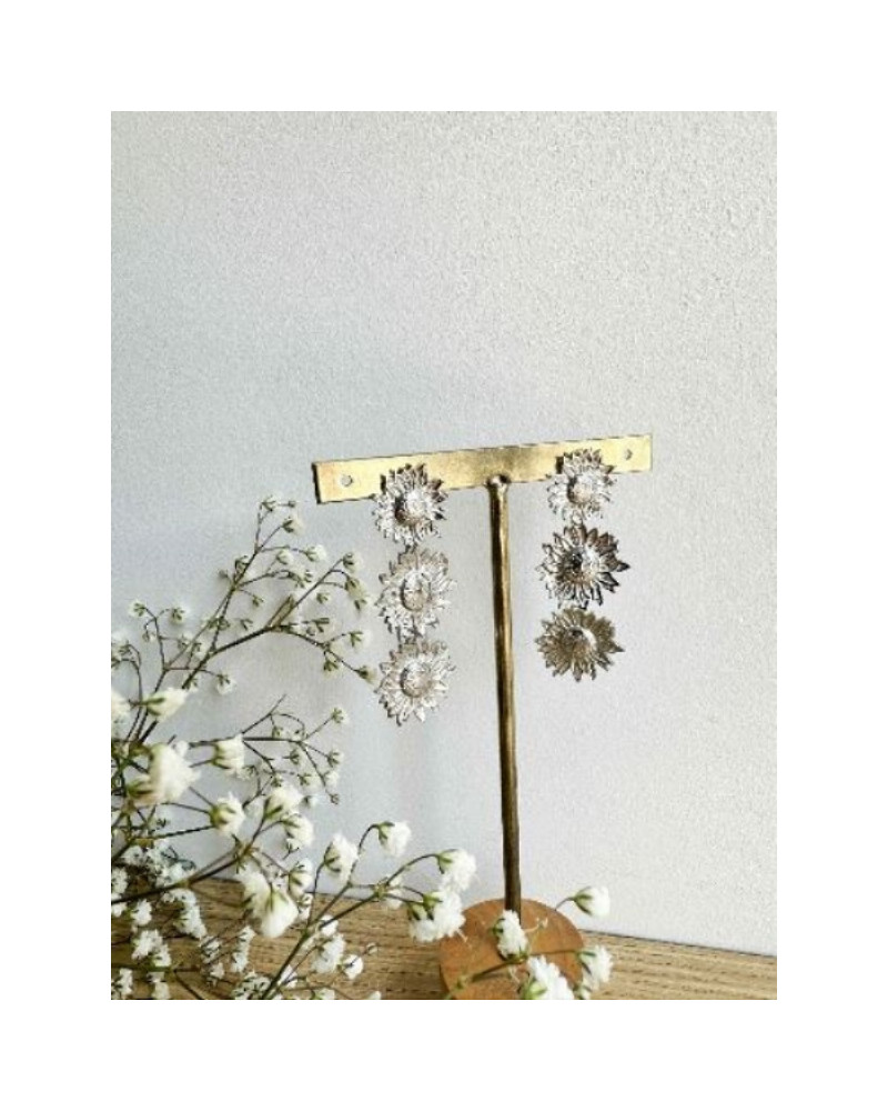 Boucles d'oreilles marguerite argentes