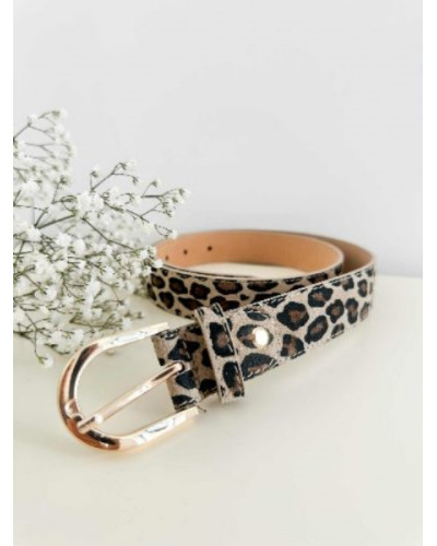 Ceinture cuir leopard