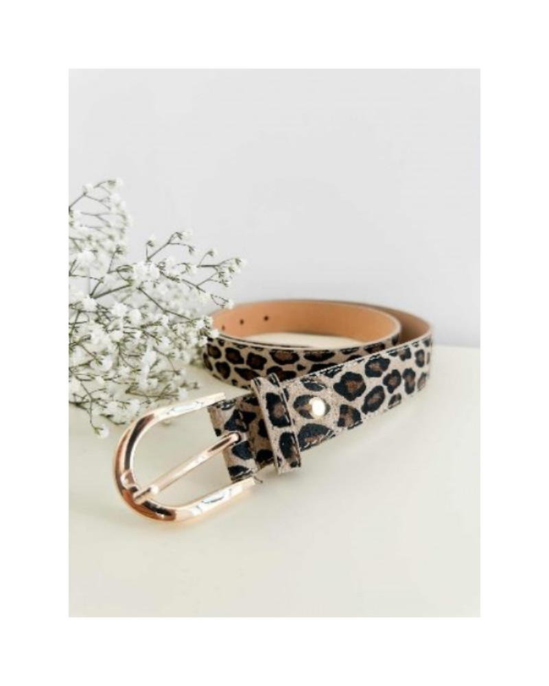 Ceinture cuir leopard