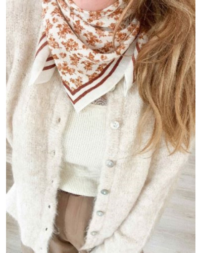 Foulard fleurs camel