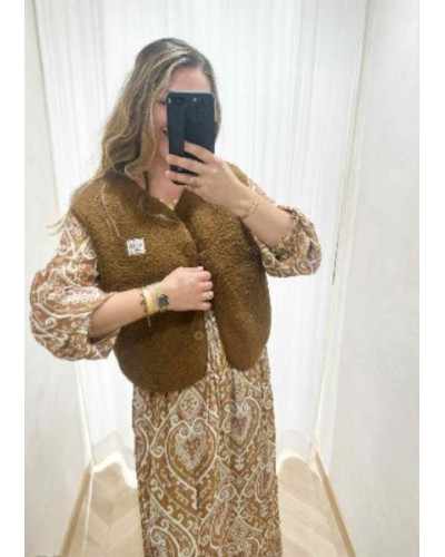GIlet bouclette camel