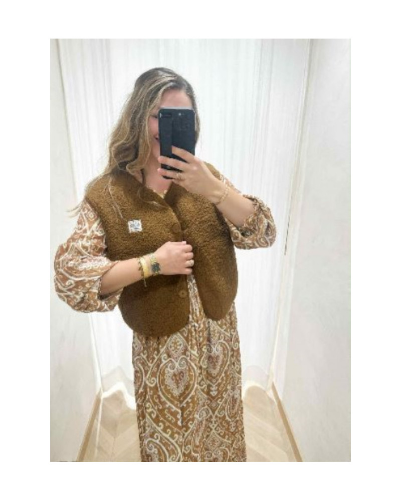 GIlet bouclette camel