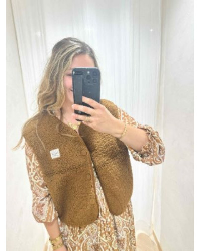 Robe longue taupe imprimé bohème