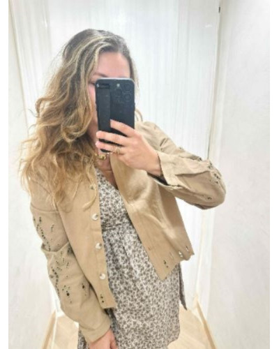 Veste taupe brodée