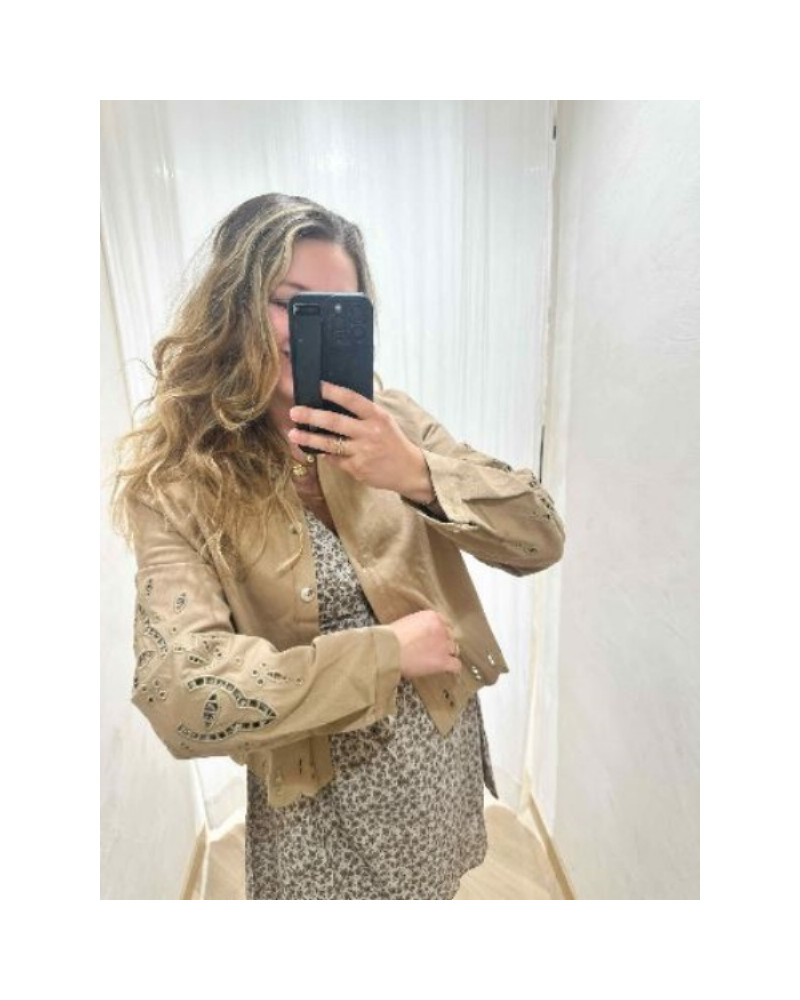 Veste taupe brodée