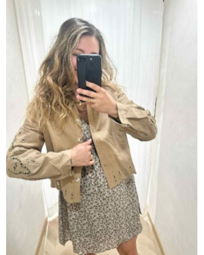 Veste taupe brodée