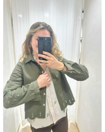Veste kaki brodée