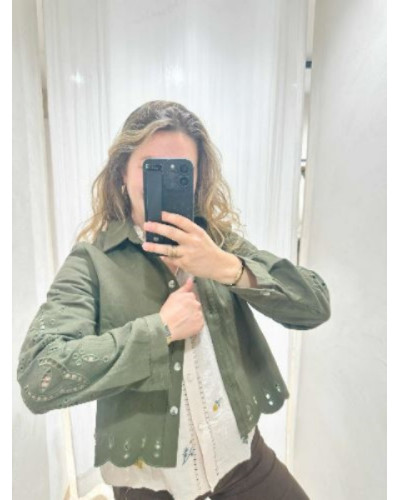 Veste kaki brodée