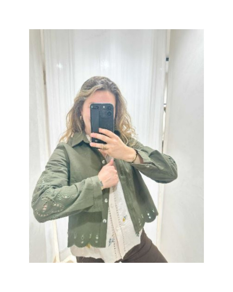 Veste kaki brodée