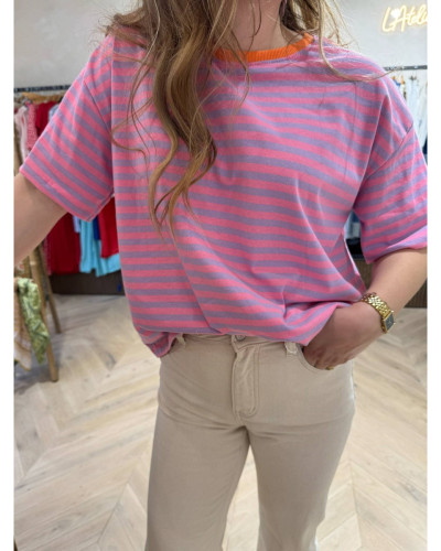 T-shirt rayé rose