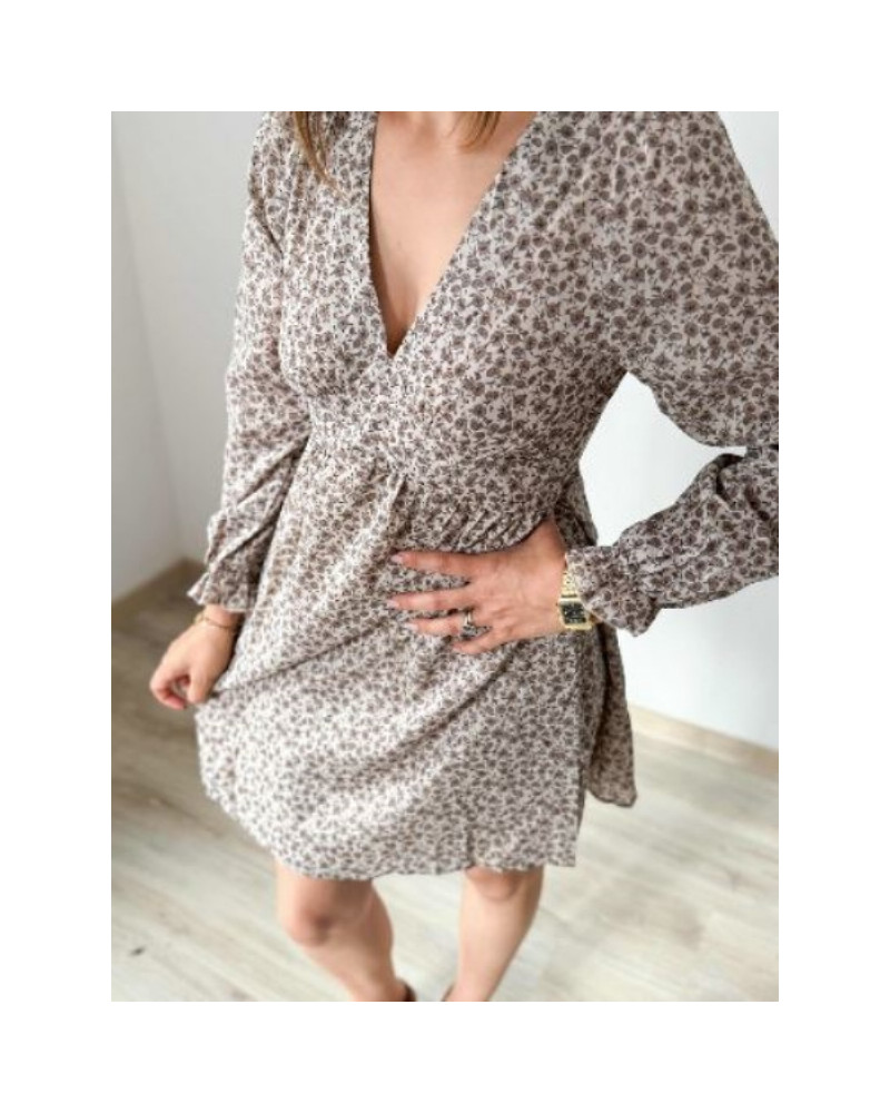 Robe taupe à fleurs marrons - Le Must-Have de l'automne