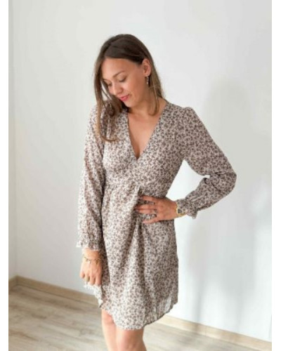 Robe taupe à fleurs marrons - Le Must-Have de l'automne