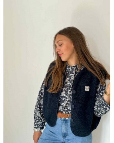 Gilet bouclette bleu marine