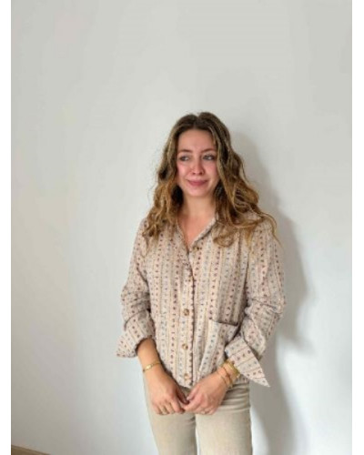 Veste taupe fleurs brodées / -10% avec le code BIENVENUE10