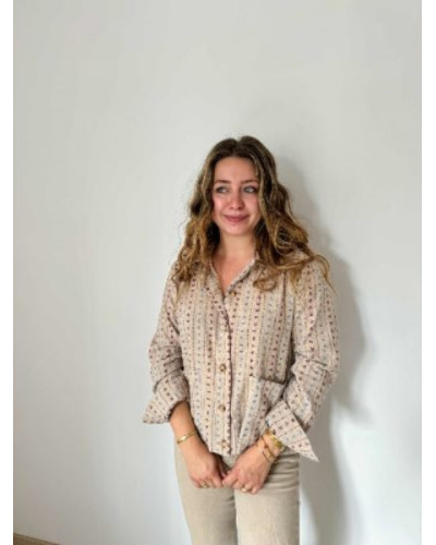 Veste taupe fleurs brodées / -10% avec le code BIENVENUE10