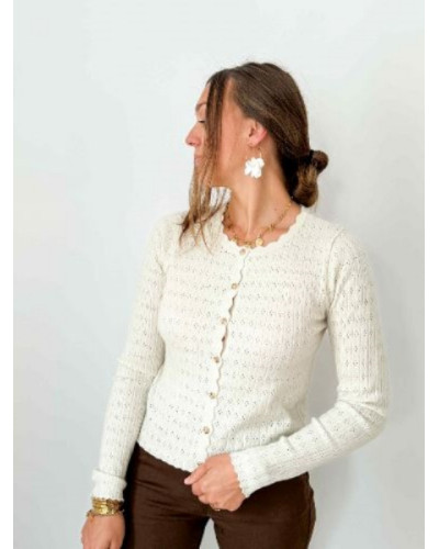 Gilet fin écru pailleté boutons dorés