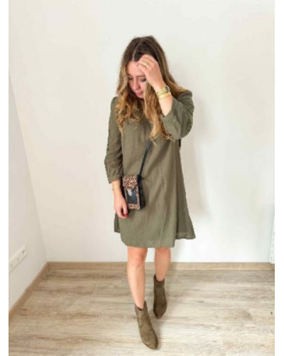 Robe kaki manches brodées