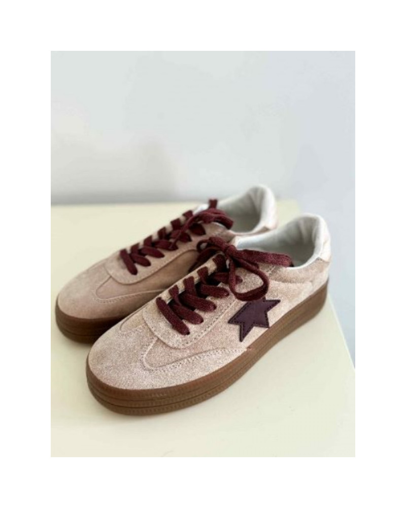 Basket beige etoile bordeau