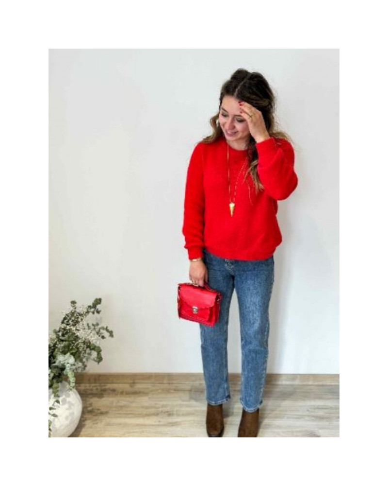 Pull rouge taille unique - Idée de look pétillant et coloré