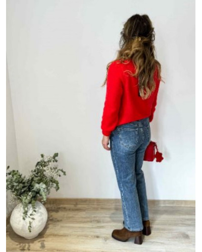 Pull rouge taille unique - Idée de look pétillant et coloré