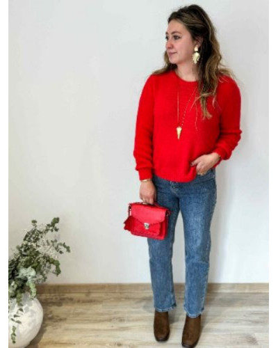 Pull rouge taille unique - Idée de look pétillant et coloré