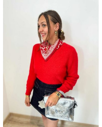 Pull rouge taille unique - Idée de look pétillant et coloré