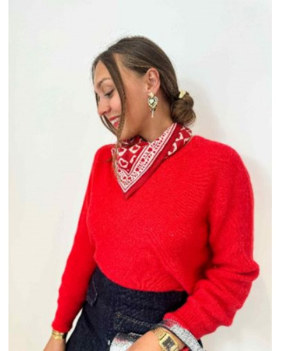 Pull rouge taille unique - Idée de look pétillant et coloré