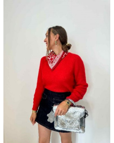 Pull rouge taille unique - Idée de look pétillant et coloré