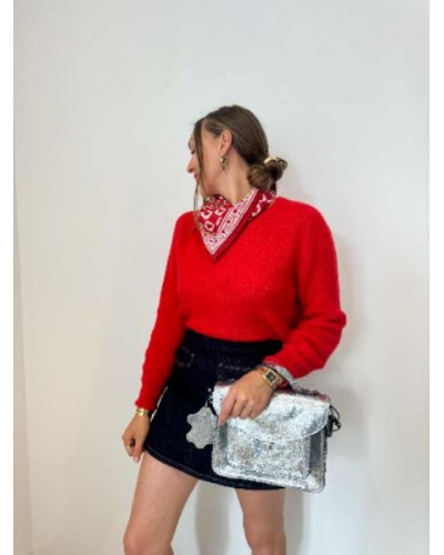 Pull rouge taille unique - Idée de look pétillant et coloré