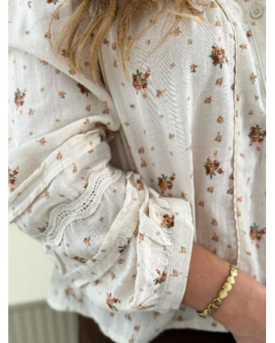 Blouse bohème fleur orange vert - Fluide - Les parfaites pour l'automne
