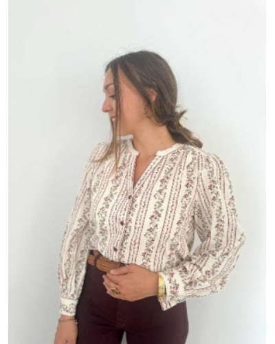 Blouse fleurie bordeau