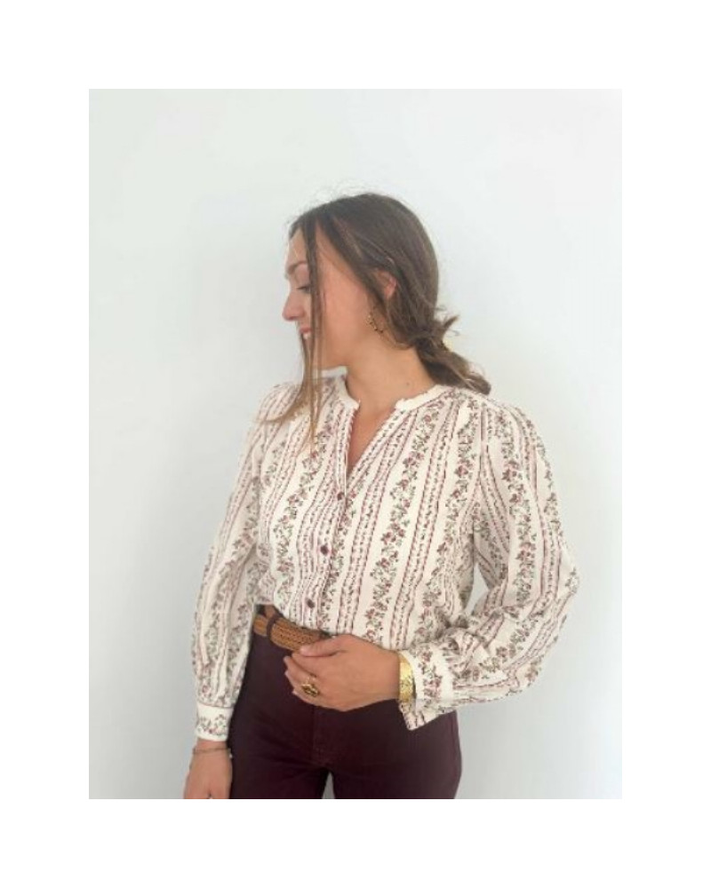 Blouse fleurie bordeau