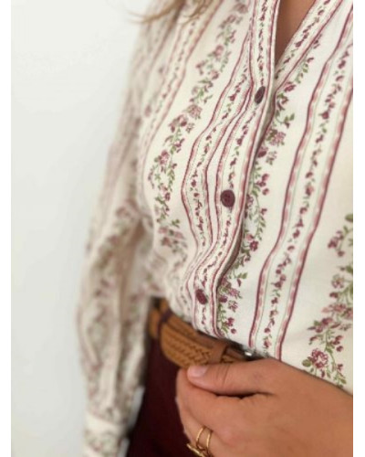 Blouse fleurie bordeau