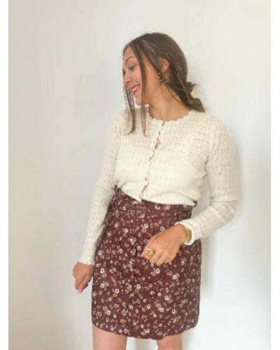 Jupe velours fleurs marron - Terracotta - Les must-have de l'automne