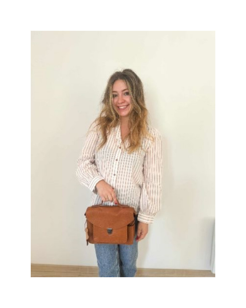 Blouse rayée : écru et marron - Les haut à rayures parfaits