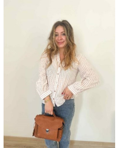 Blouse rayée : écru et marron - Les haut à rayures parfaits