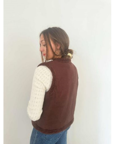 Veste sans manche brodée marron fushia - Une pièce unique et originale