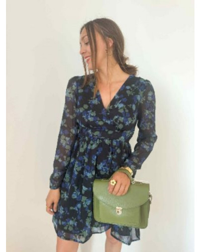 Robe fluide noir - Vert et bleu